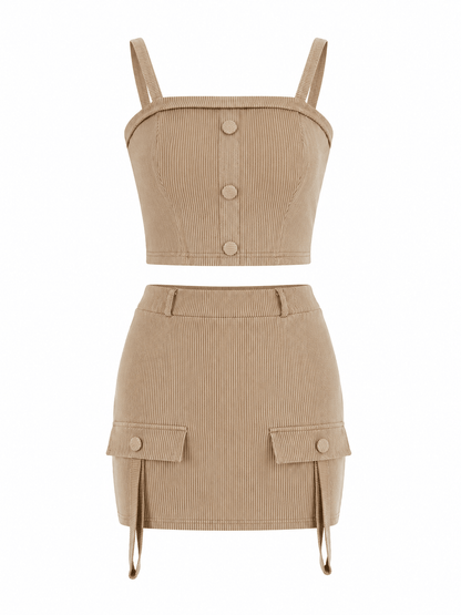 ✨ Mocha Muse Sleeveless Top & Skirt Set