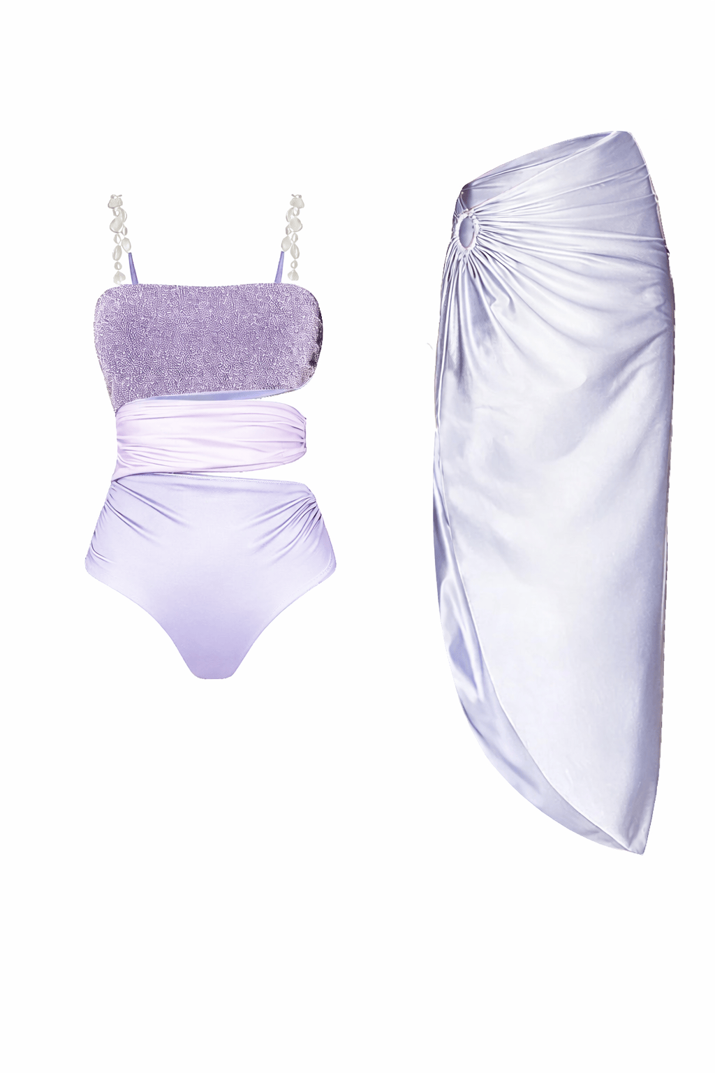 Elegant Purple One-Piece Swimsuit & Cover-Up Set