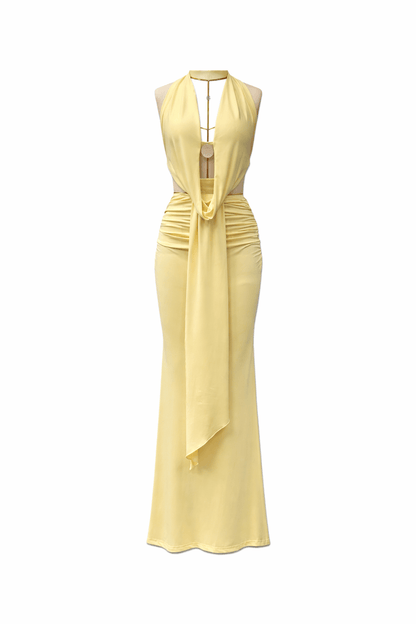 Womens Halterneck Backless Top And Sexy Hip-Hugging Skirt Set