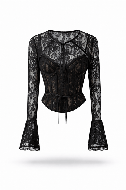 Lace Suspender Skirt Lace Strap Lace Cardigan Three-piece Set