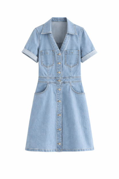 Seoul Breeze Denim-Inspired Maxi Dress