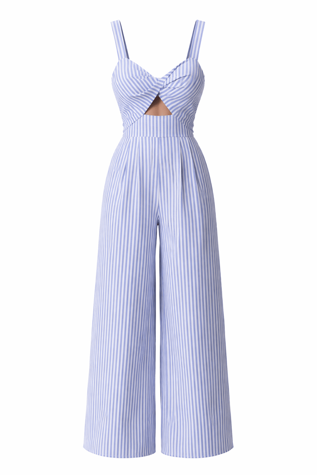 New Womens Striped V-Neck Jumpsuit With Straps