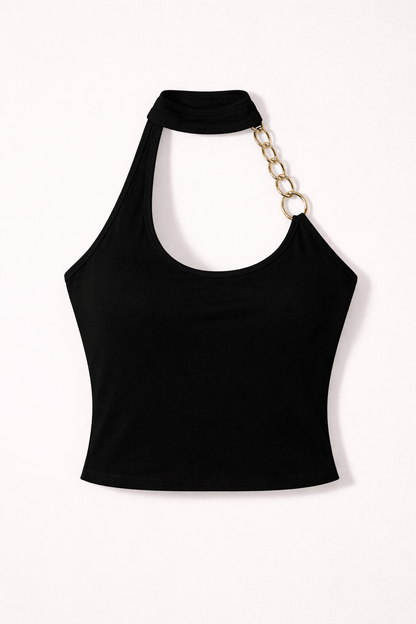 Women's Clothing Fashion Street Style Hot Girl Wear Iron Chain Halter Wrapped Chest Ultra Short Skirt Outfit