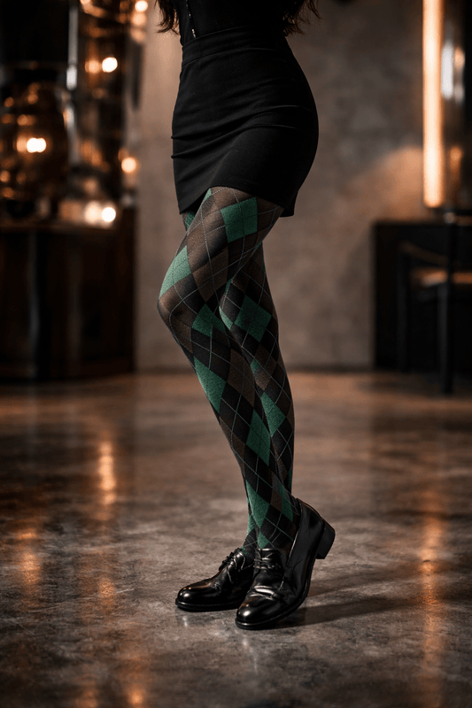 Vintage Diamond Check Fashion Tights