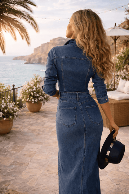 Timeless Elegance Long Sleeve Lapel Dress
