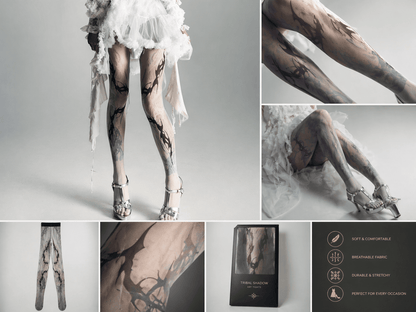 Gothic Totem Velvet Sheer Tights – Statement Legwear