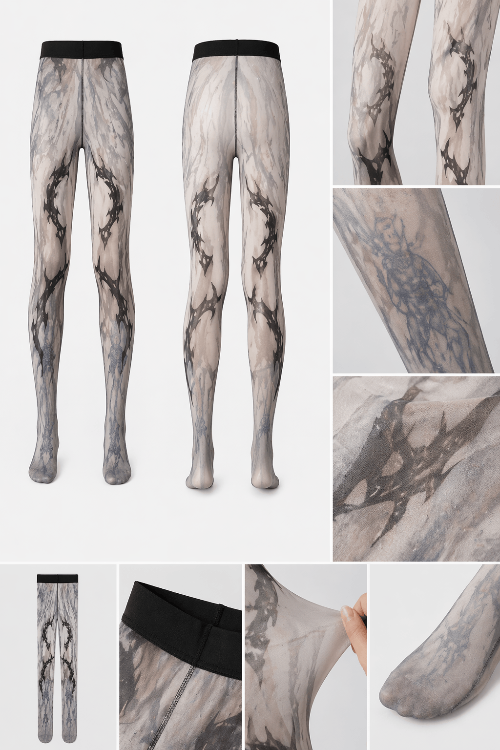 Gothic Totem Velvet Sheer Tights – Statement Legwear