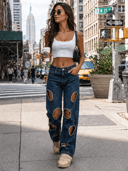 Rebel Edge Distressed Straight-Leg Jeans