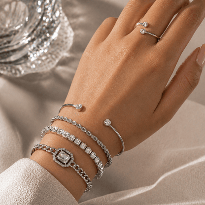 🕰️ Retro Geometric Four-Piece Bracelet Set