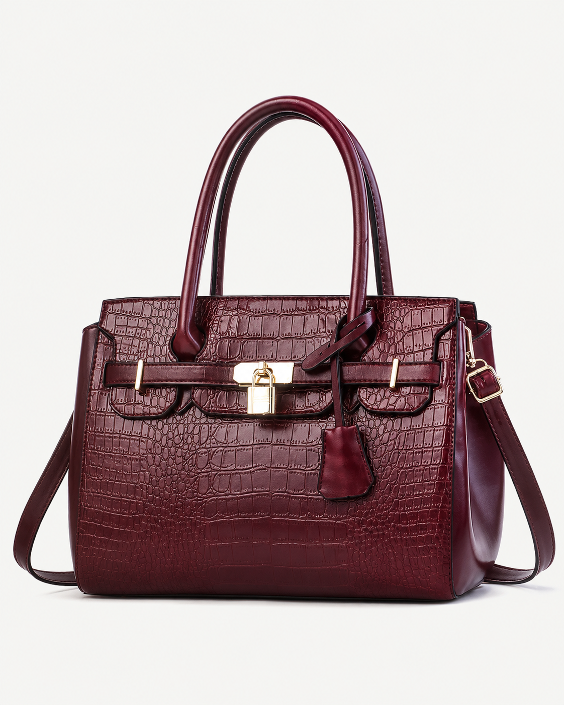 European Style Boston Handbag with Belt Detail