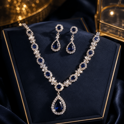 💎 European Crystal Gemstone Necklace Set