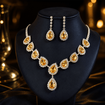 💎 European Crystal Gemstone Necklace Set