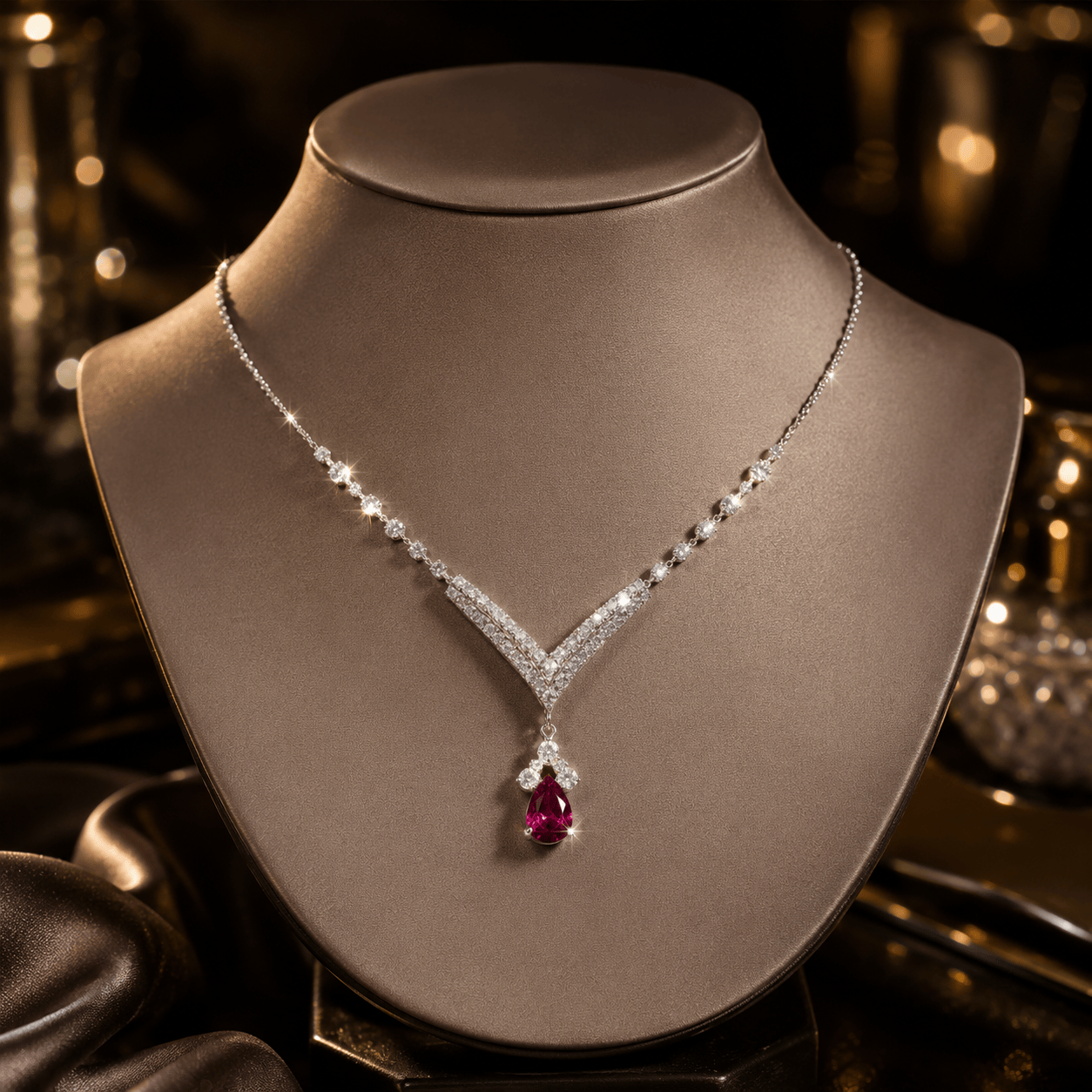 💎 European Crystal Gemstone Necklace Set