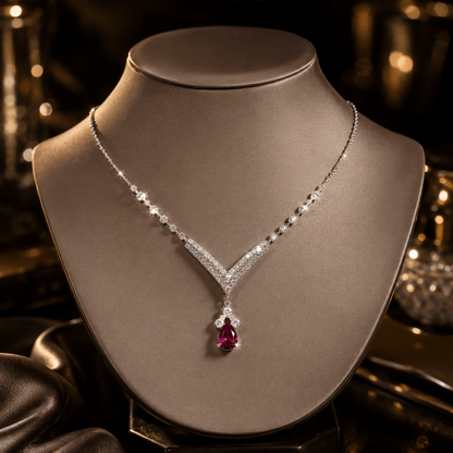 💎 European Crystal Gemstone Necklace Set