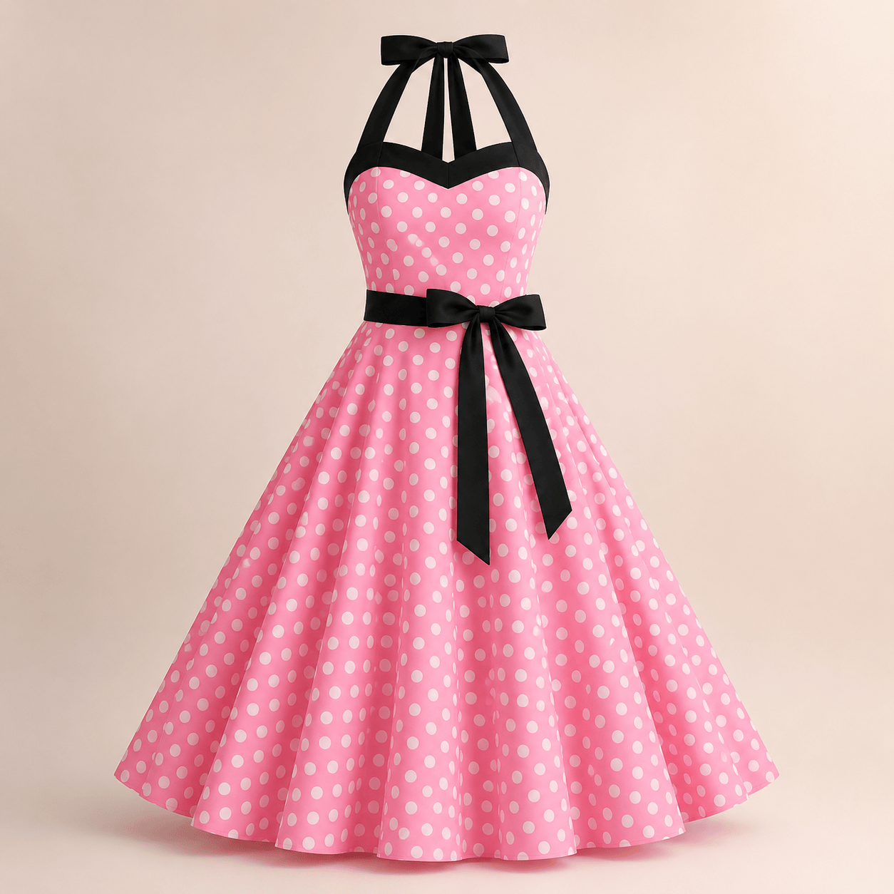 Pink Polka Glam Dress – Vintage Elegance Collection