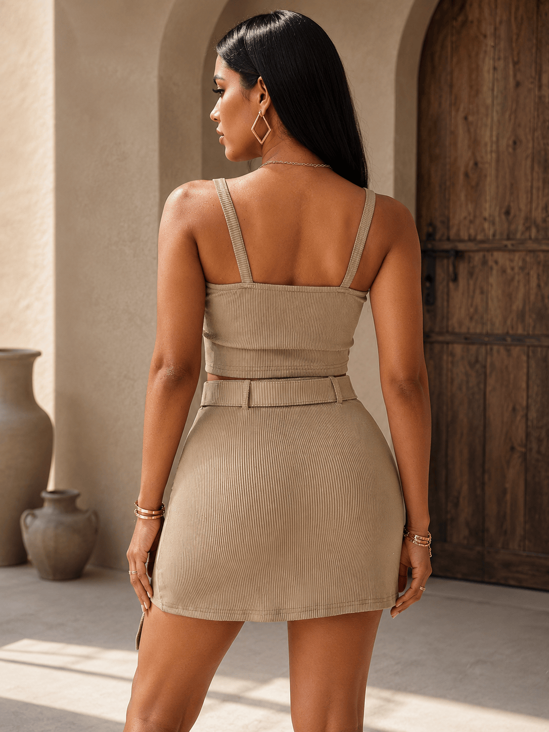 ✨ Mocha Muse Sleeveless Top & Skirt Set