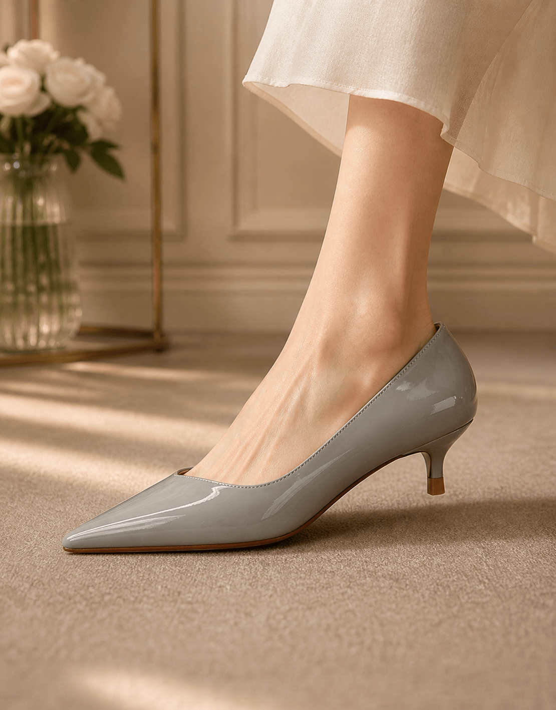 Monaco Patent Mid-Heel Pumps