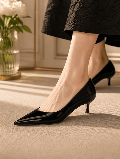 Monaco Patent Mid-Heel Pumps