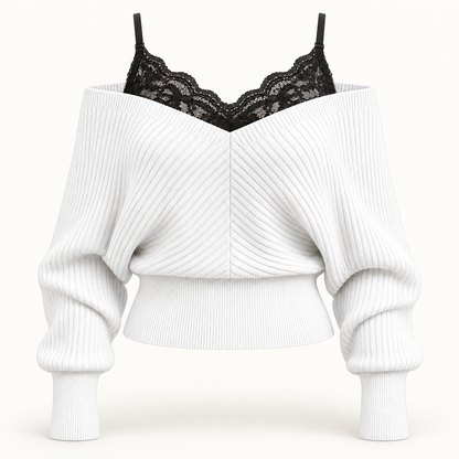 Fashionable Waist-cinching Figure-flattering Off-shoulder Top For Women