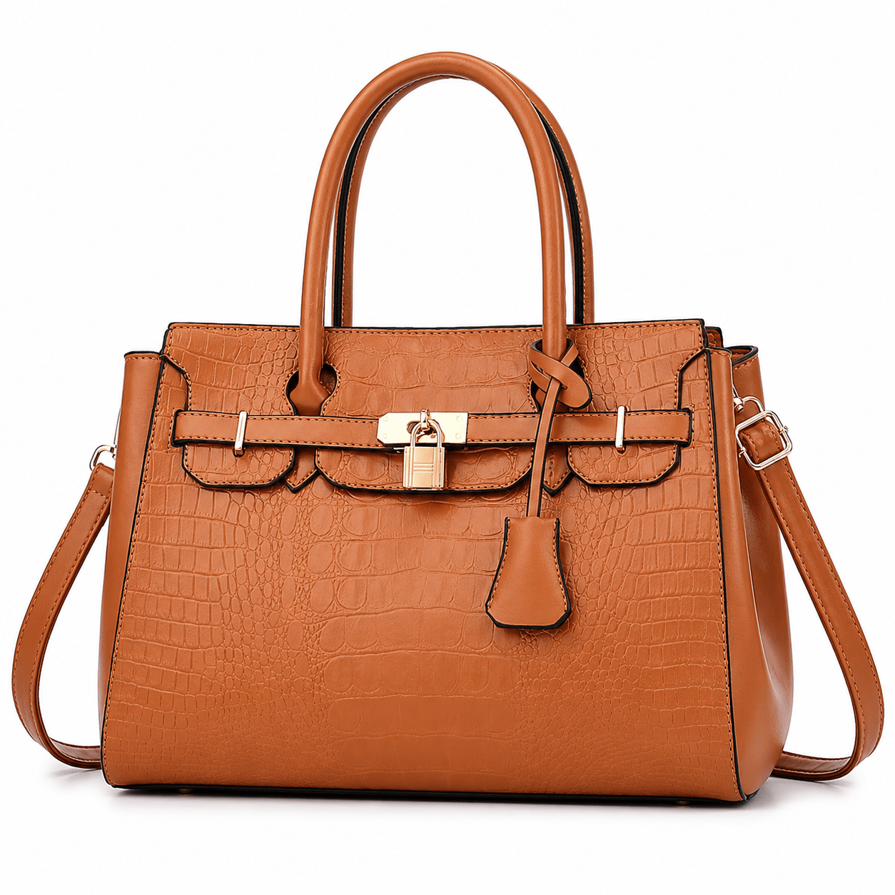 European Style Boston Handbag with Belt Detail