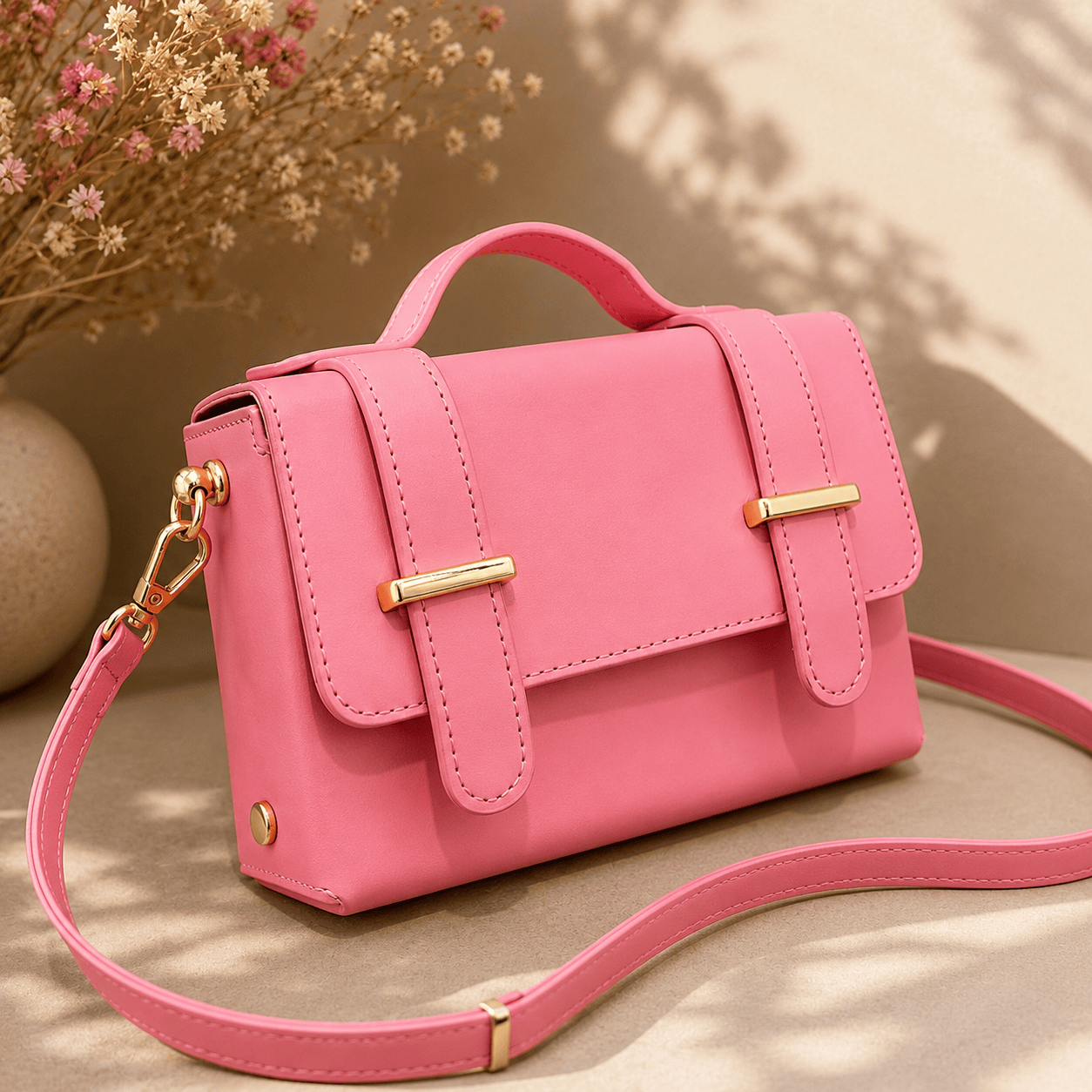 Chic Solid Color Crossbody Bag