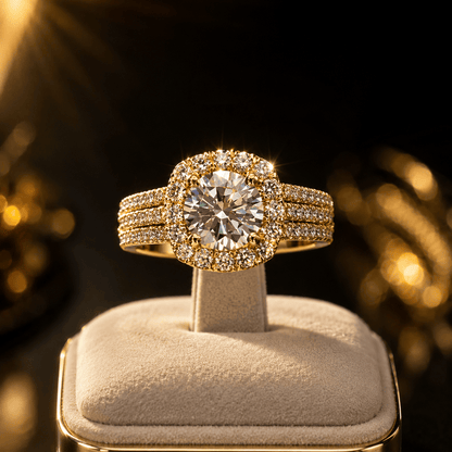 💍 White Gold-Plated Zircon Geometric Ring