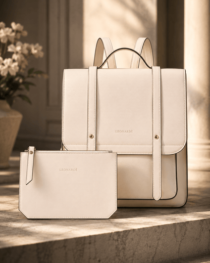 Minimalist PU Leather Backpack Set