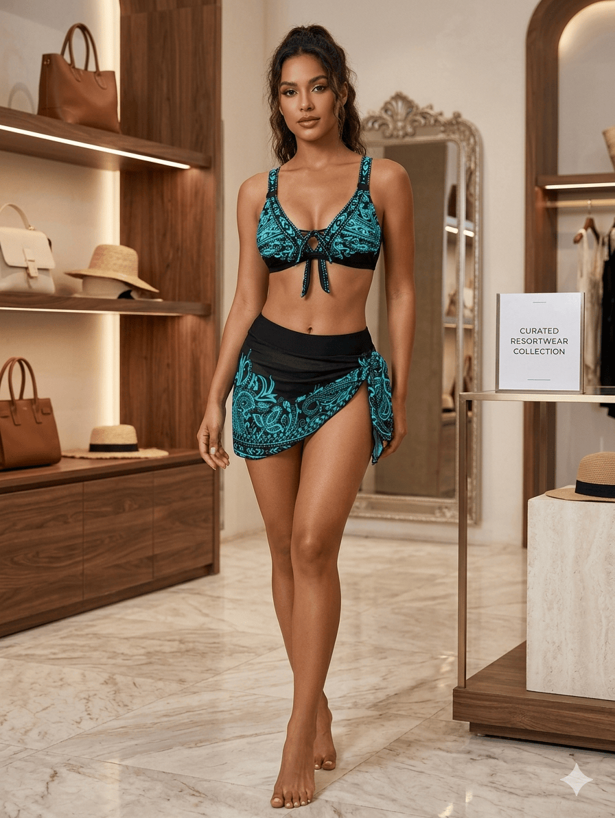 Women's Three-Piece Stretch Swimwear Set