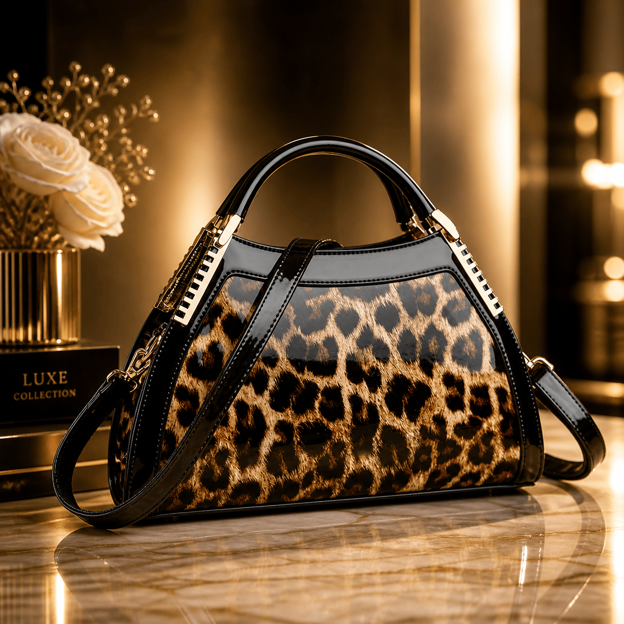 Crocodile Texture Top Handle Satchel Bag