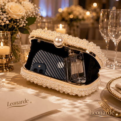 Elegant Satin Box Clutch with Pearl Accent