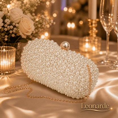 Elegant Satin Box Clutch with Pearl Accent