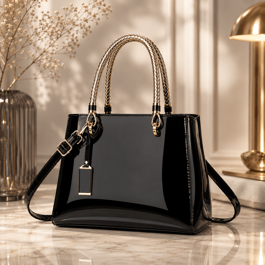 Glossy PU Leather Fashion Tote Handbag