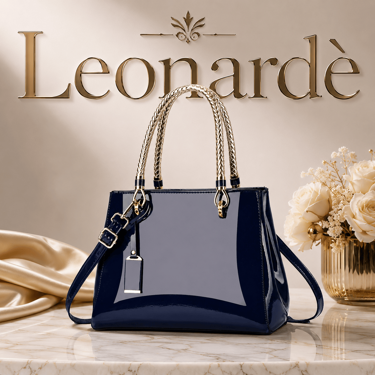 Glossy PU Leather Fashion Tote Handbag