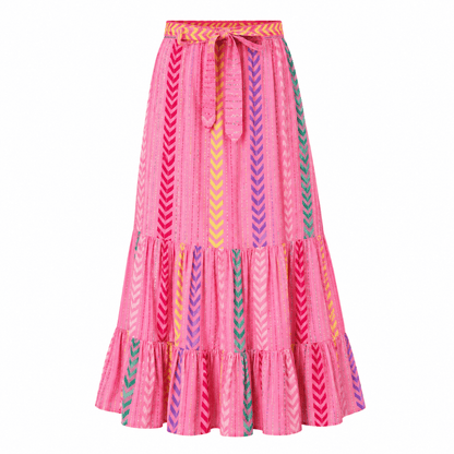 Rose Allure Lace-Up Maxi Skirt