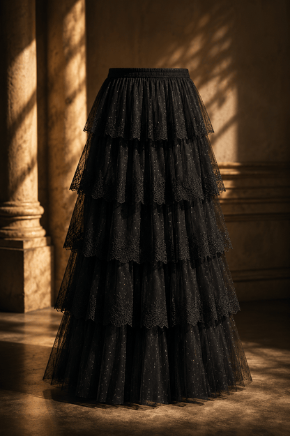 Graceful Layers High-Waist Tiered Midi Skirt