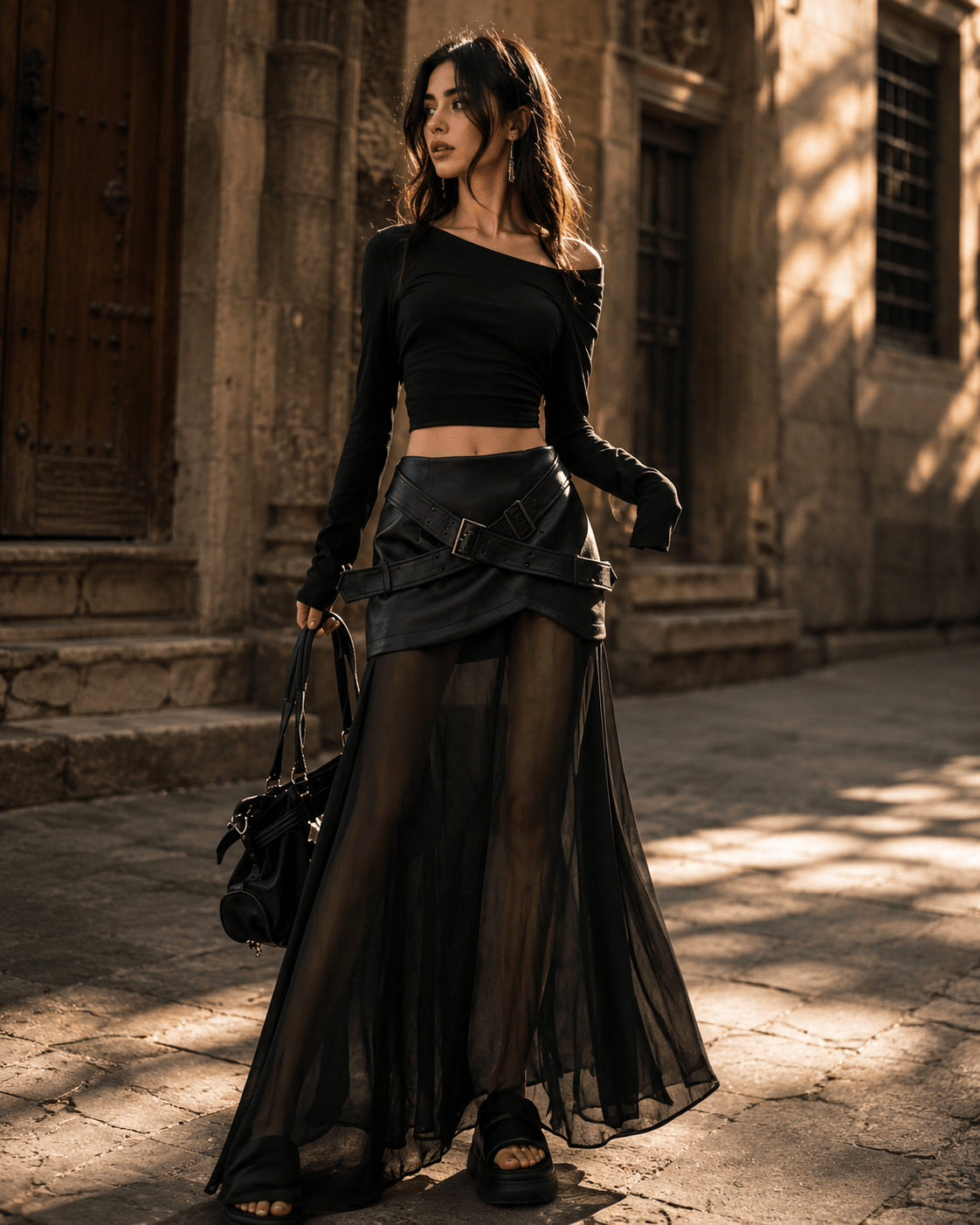 Urban Grace Pleated Tulle Maxi Skirt