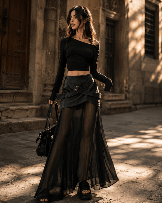 Urban Grace Pleated Tulle Maxi Skirt