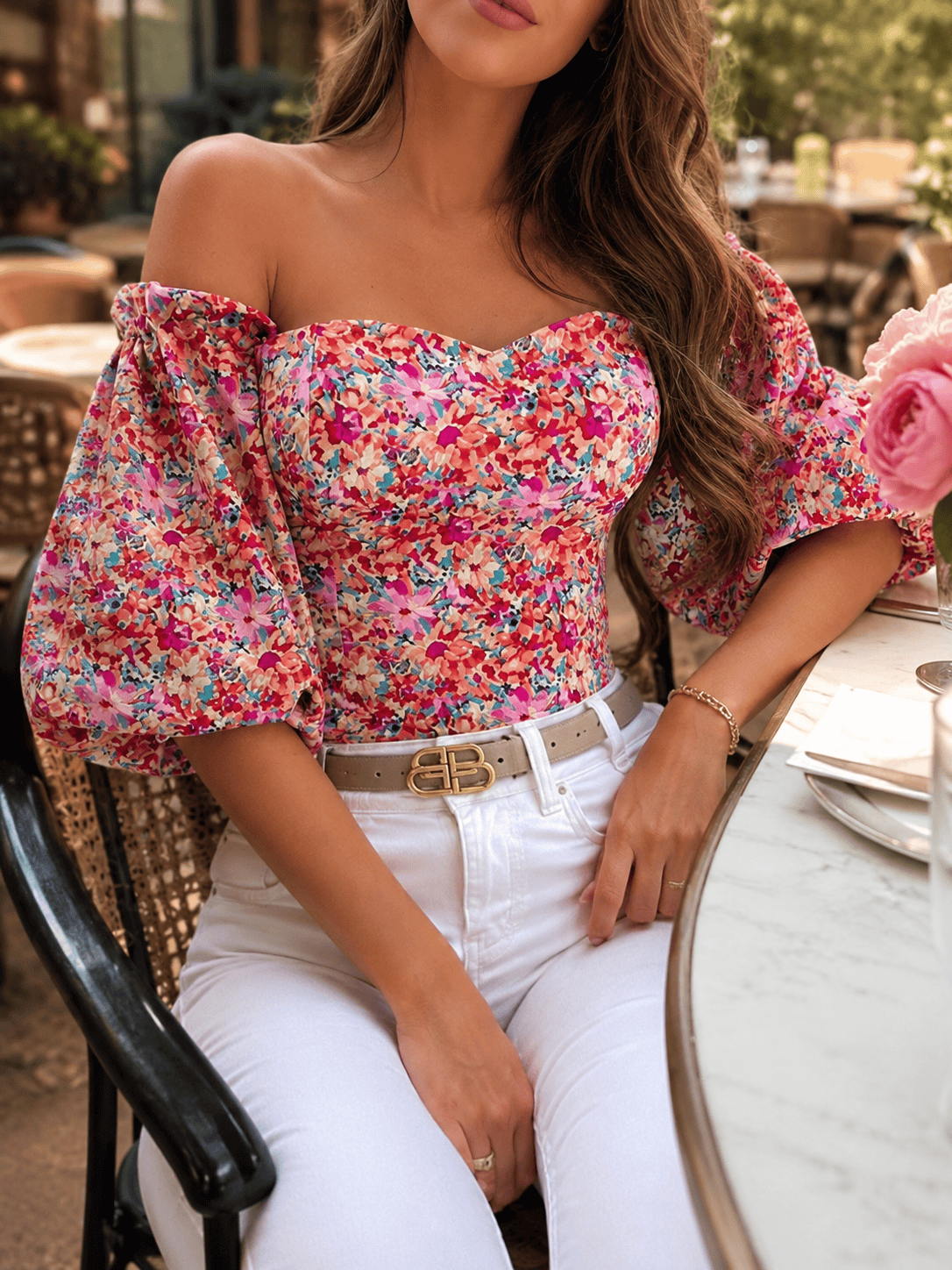 Artistic Floral Print Fashion Top