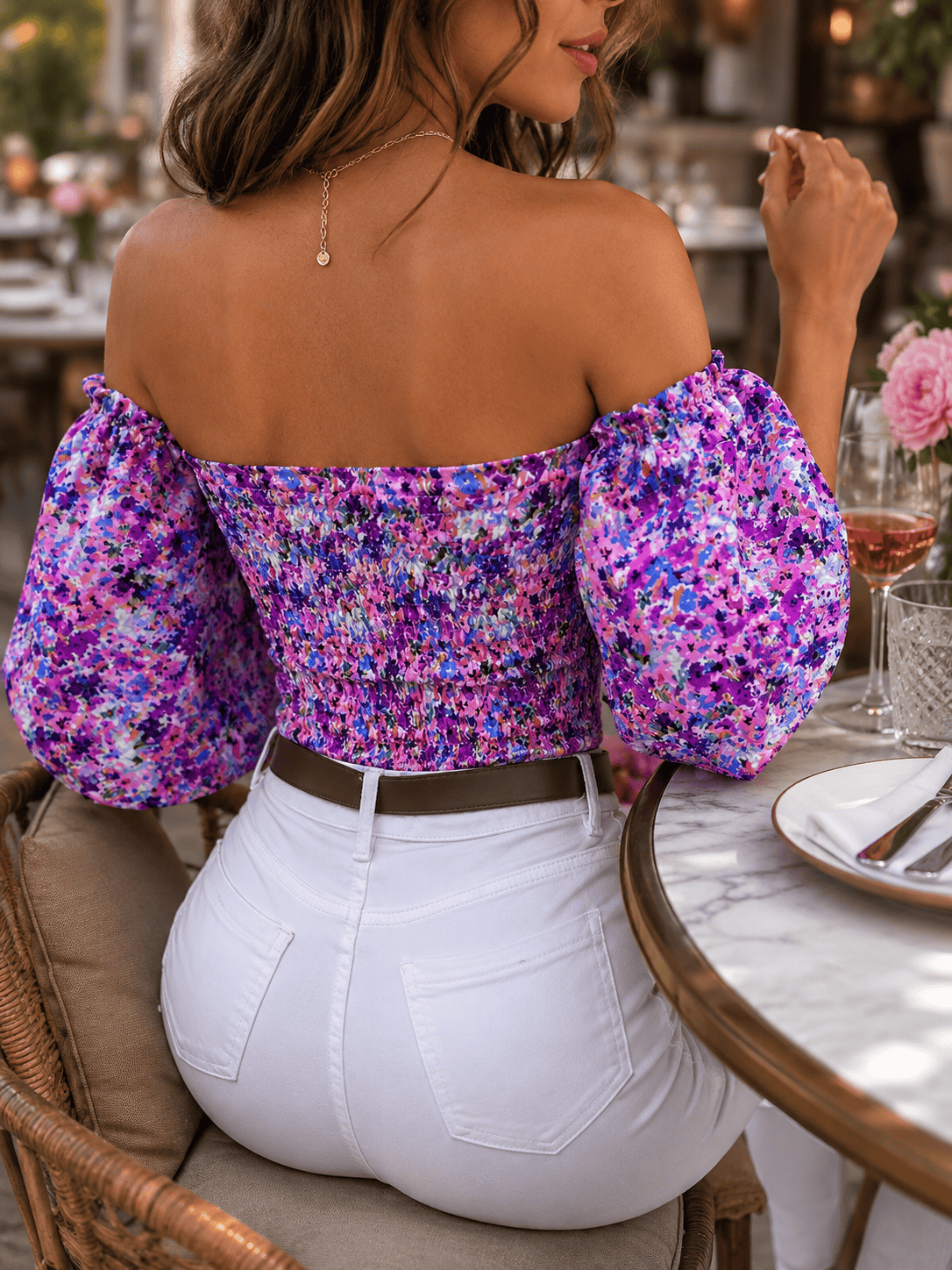 Artistic Floral Print Fashion Top