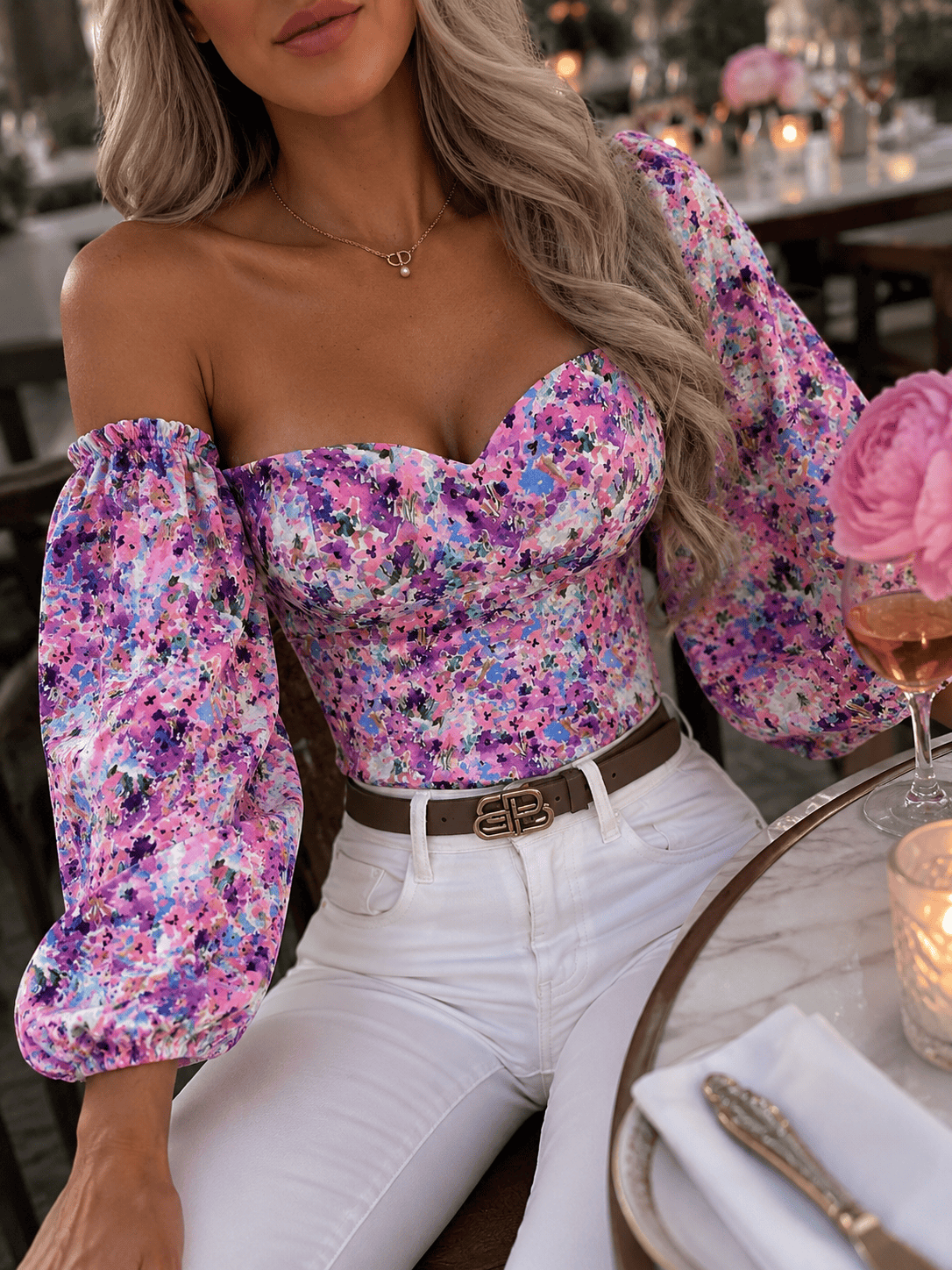 Artistic Floral Print Fashion Top