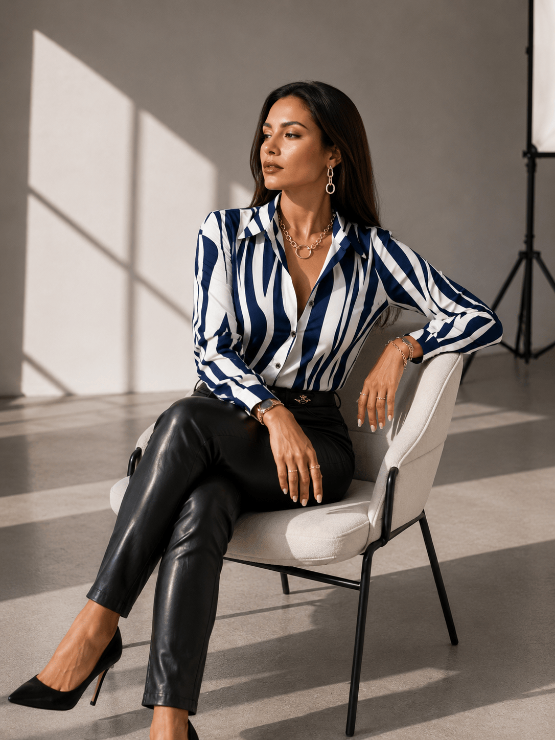 Elegant Printed Patchwork Blouse
