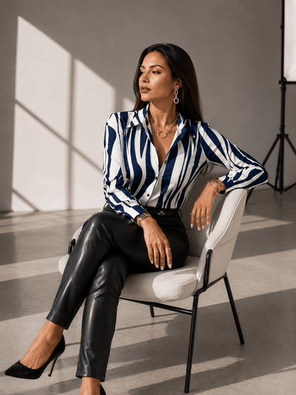 Elegant Printed Patchwork Blouse