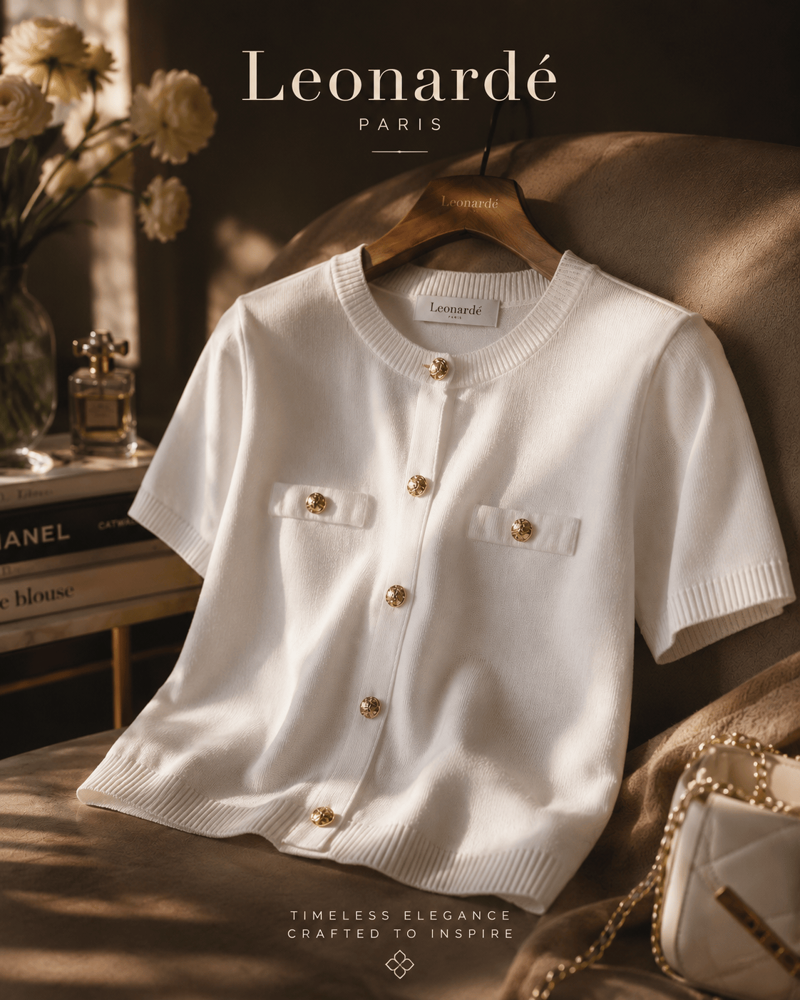 Elegant Quarter-Sleeve Fashion Top