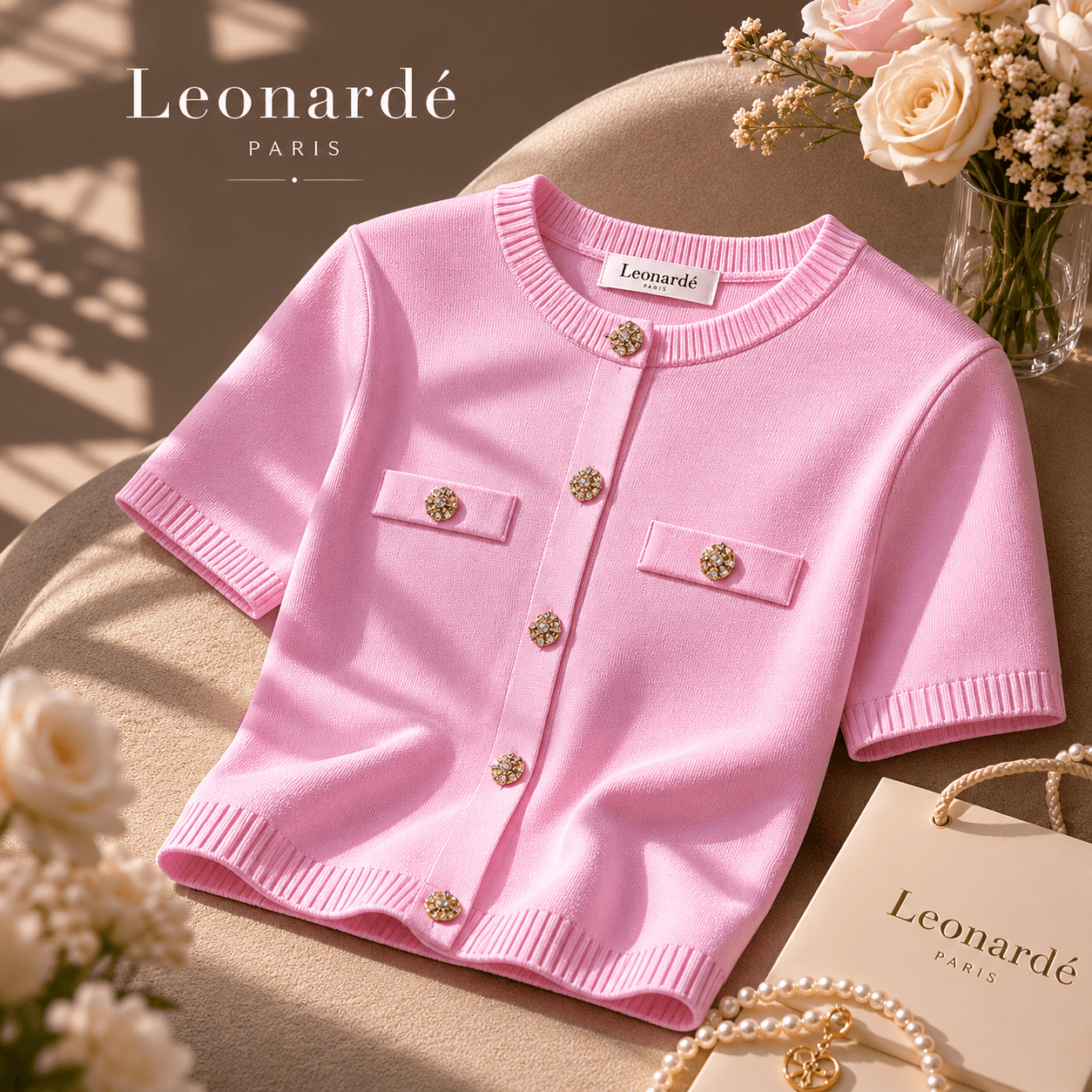 Elegant Quarter-Sleeve Fashion Top