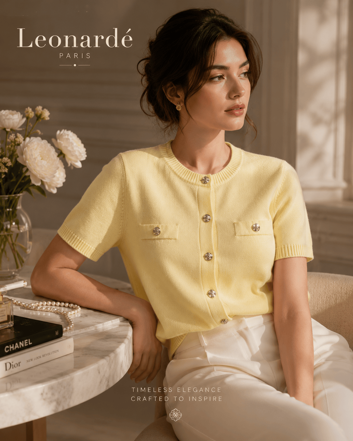 Elegant Quarter-Sleeve Fashion Top