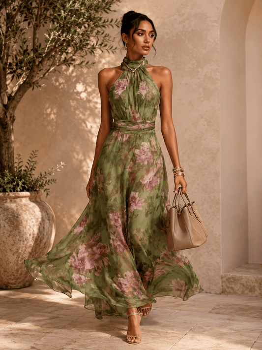 Resort-style Waist-cinching Figure-flattering Dress