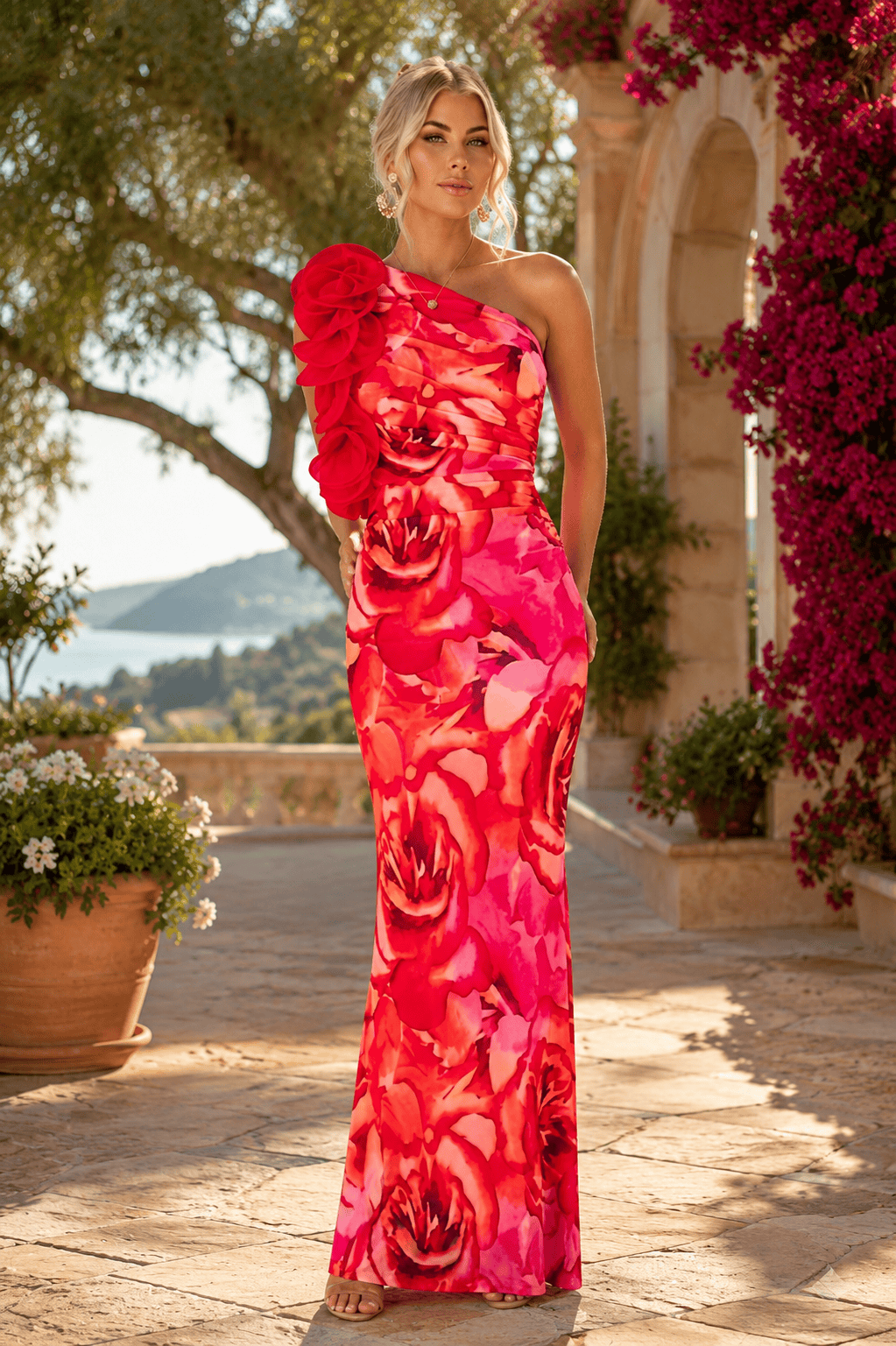 Women's Slim Sleeveless Three-dimensional Flower Dress