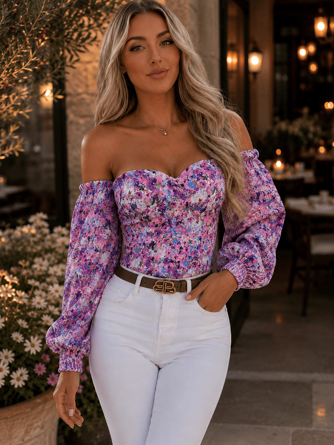 Artistic Floral Print Fashion Top