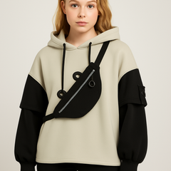 Kawaii Bear Hoodie with Built-In Crossbody Bag – Cozy & Cute Streetwear 🐻🖤