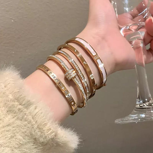 ✨ Light Luxury Stainless Steel Charm Bracelet Collection